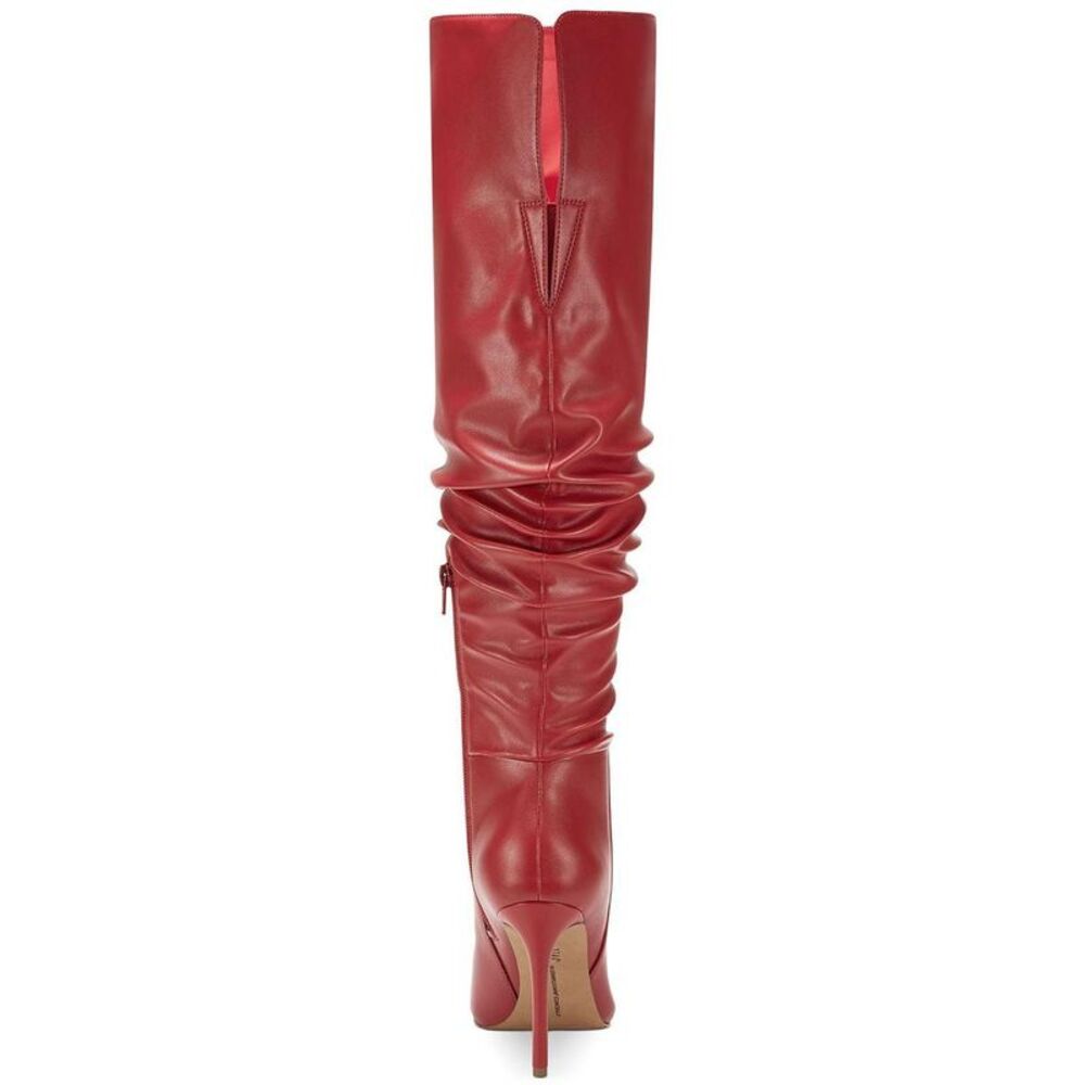 INC Womens Iyonna Red Faux Leather Slouchy Tall Over-The-Knee Boots Shoes New - Picture 3 of 3